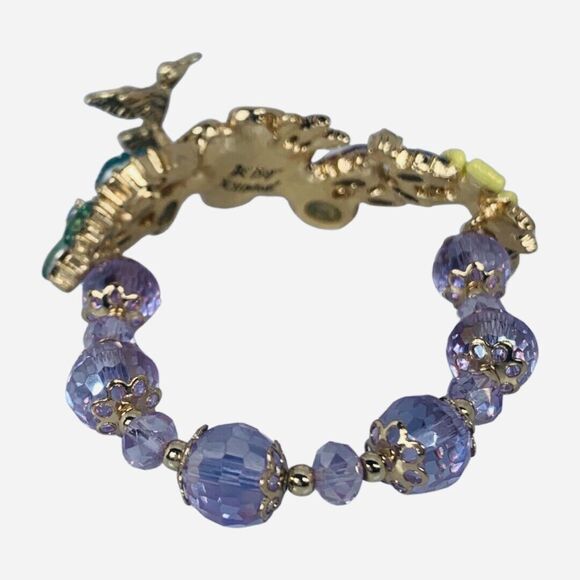 Betsey Johnson Hummingbird Flower Bracelet 7" Icy Crystal Spring Ahead VTG - Picture 6 of 10